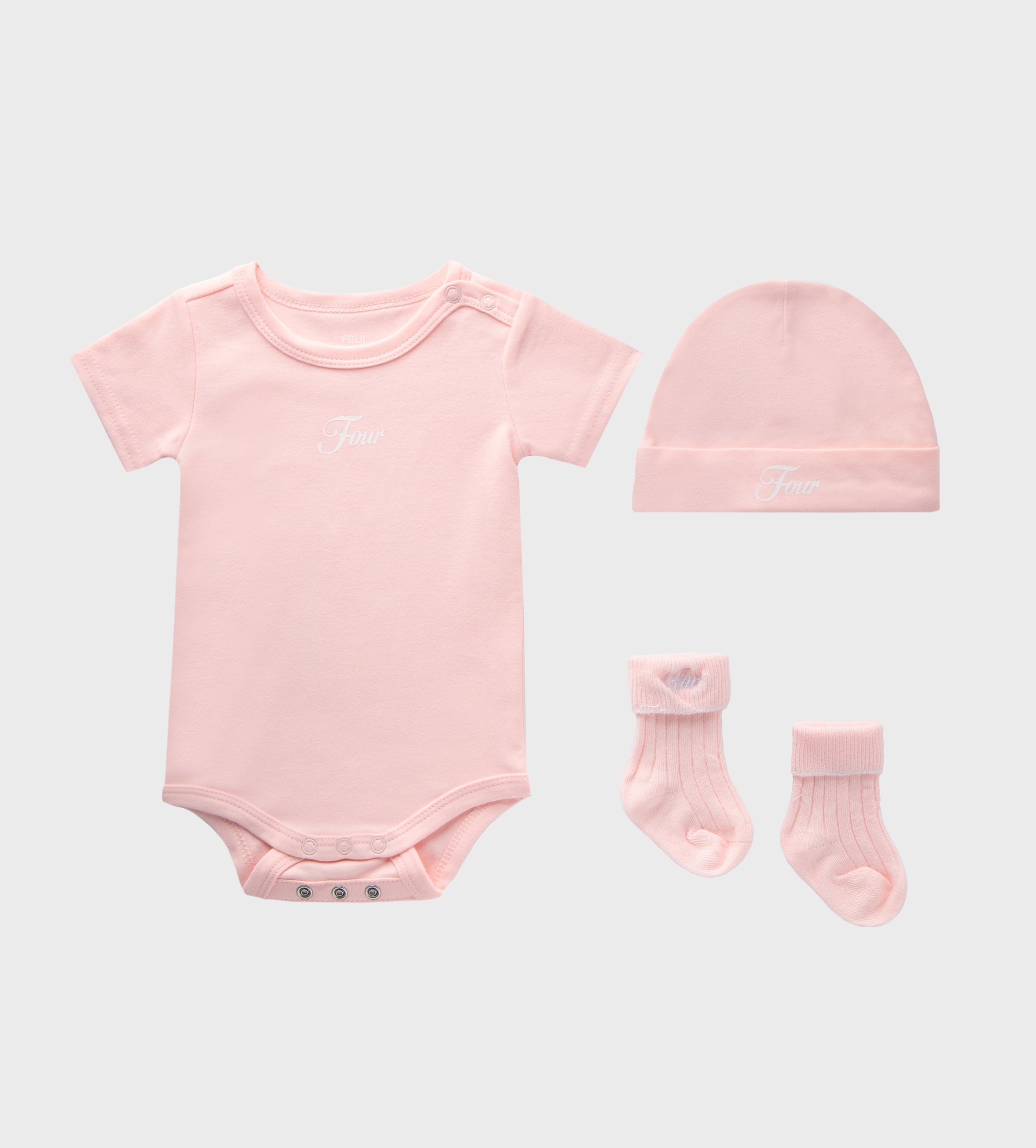 Baby Essentials Set (baby suit, hat & socks) Pink