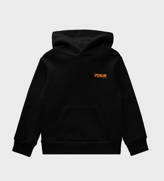 Circles Logo Hoodie Black Orange FOUR Kids