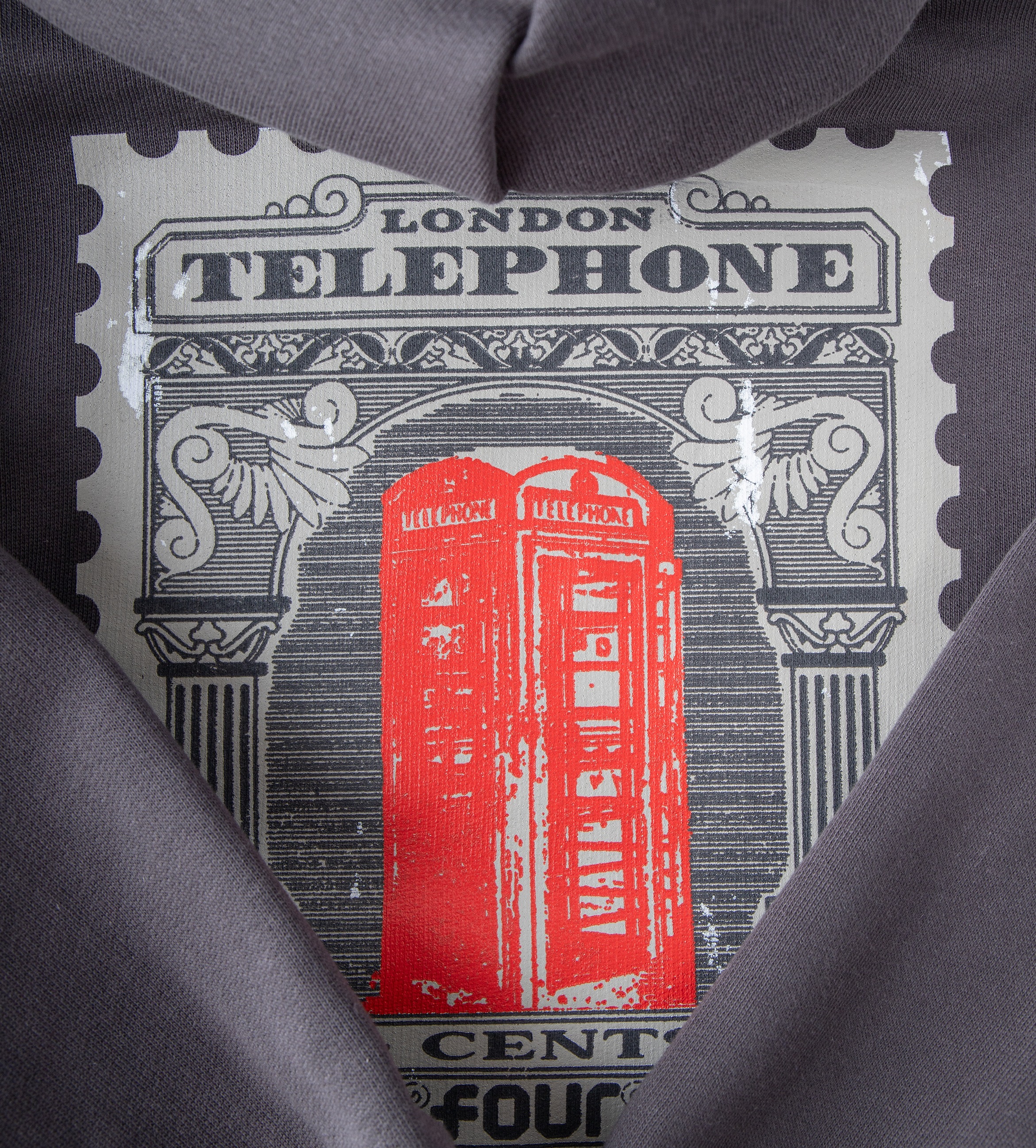 London Telephone Stamp Hoodie Asphalt
