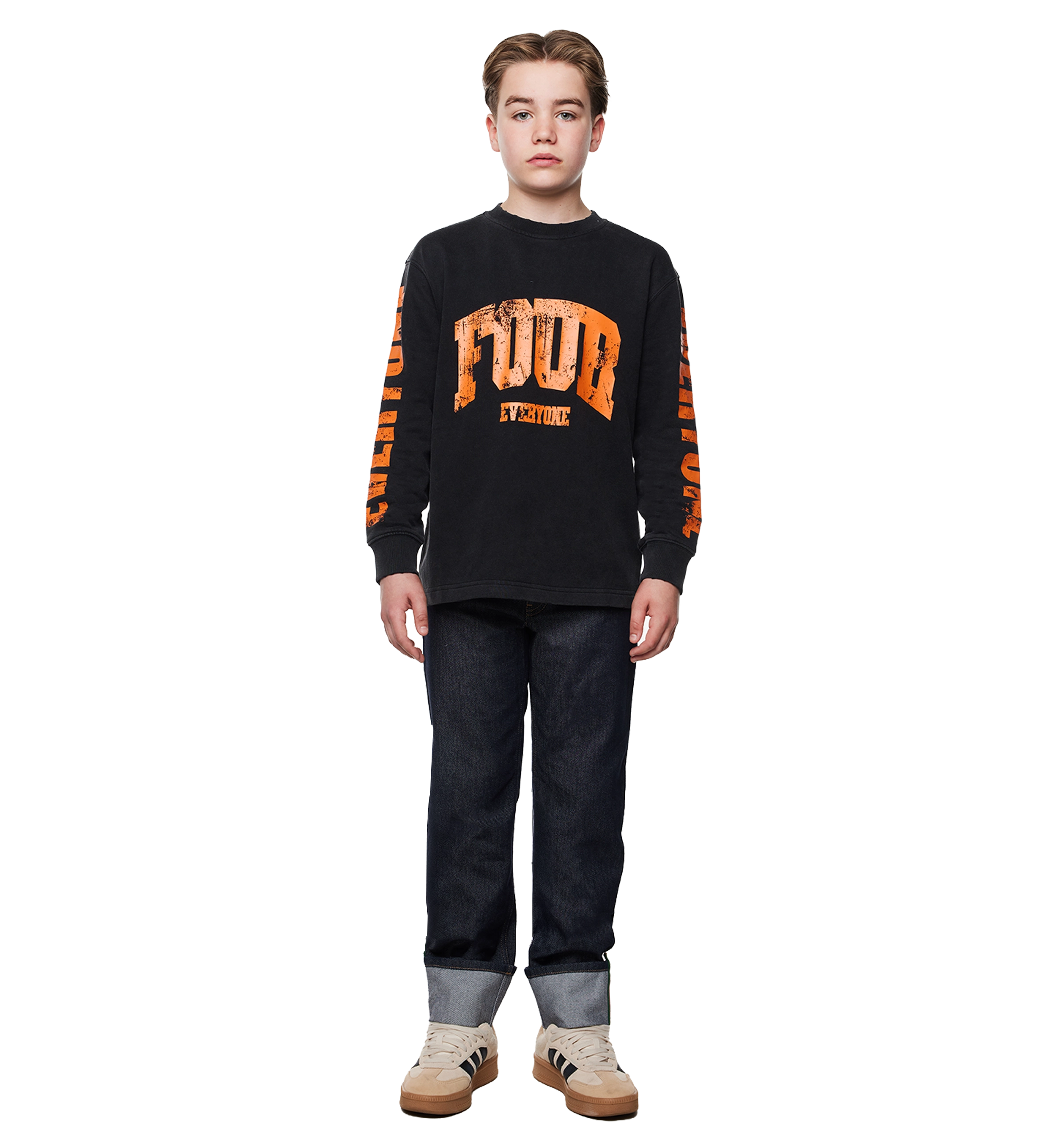 Four Everyone Longsleeve Washed Black/ Orange