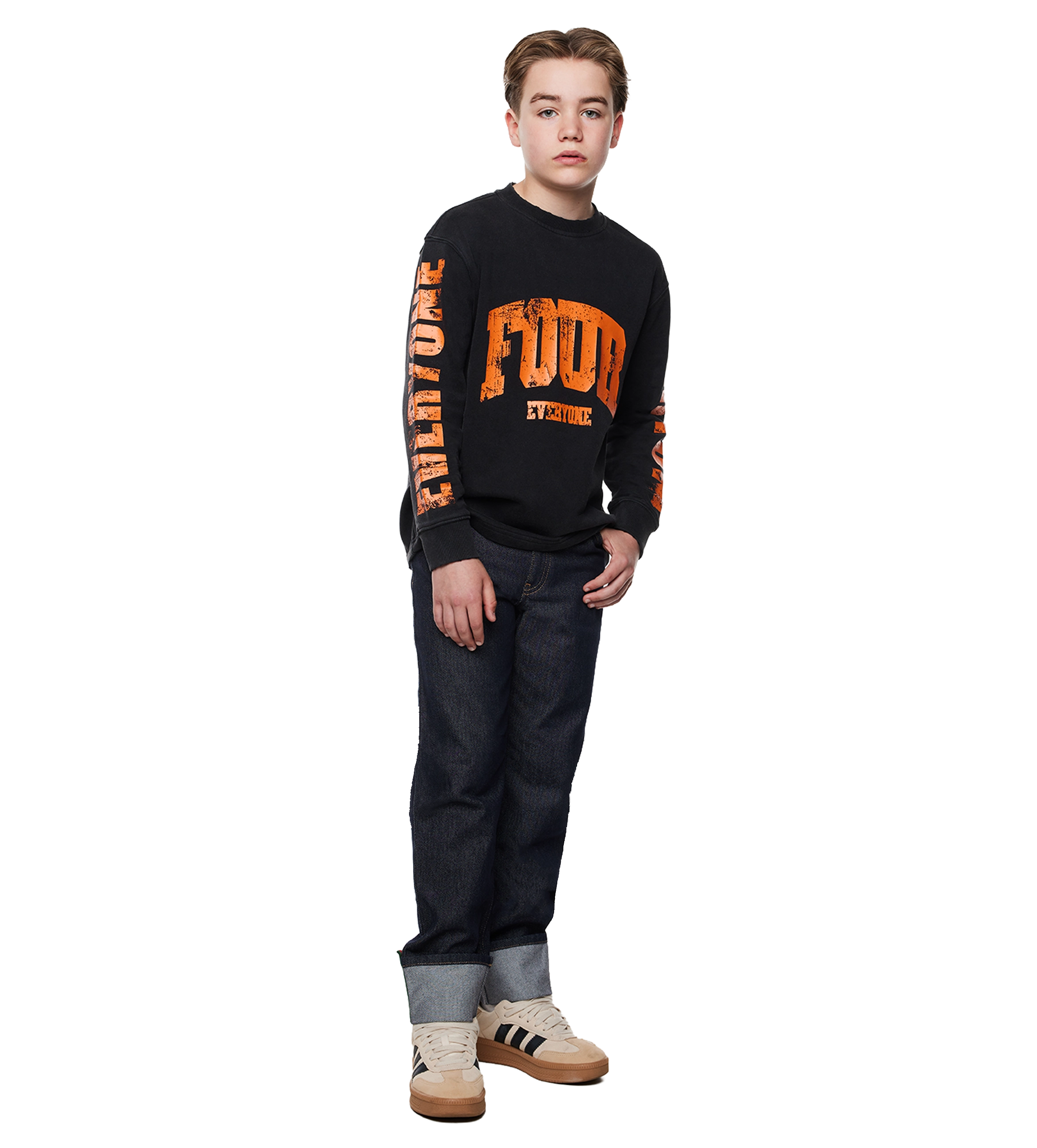 Four Everyone Longsleeve Washed Black/ Orange