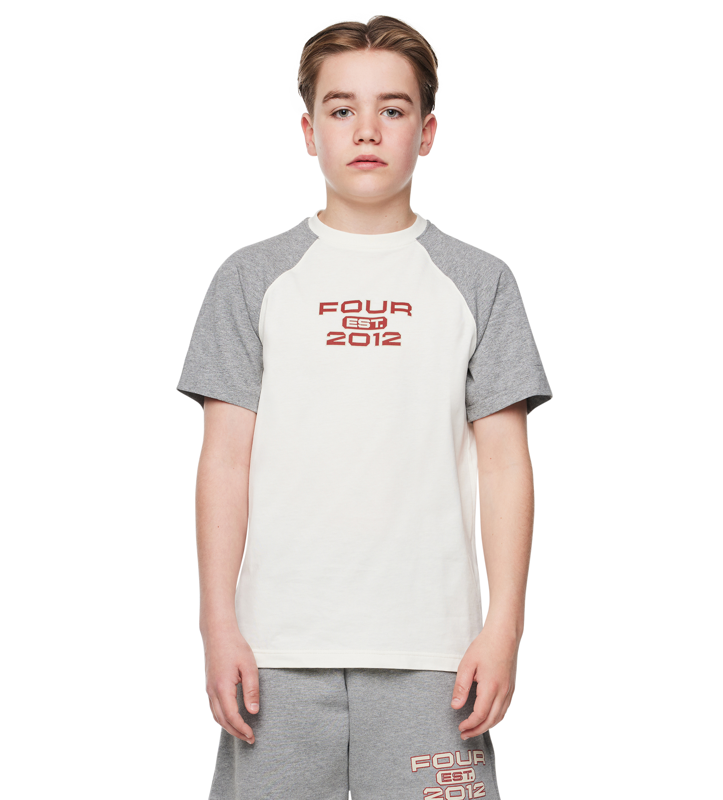 Bold Raglan T-shirt Cannoli Crème/Grijs Melange