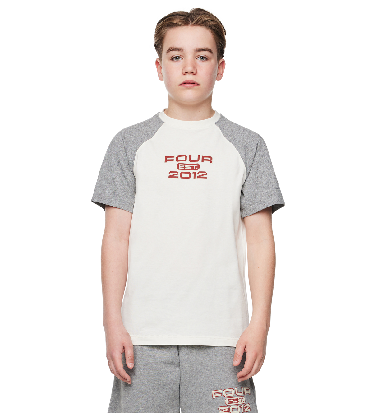 Bold Raglan T-shirt Cannoli Crème/Grijs Melange