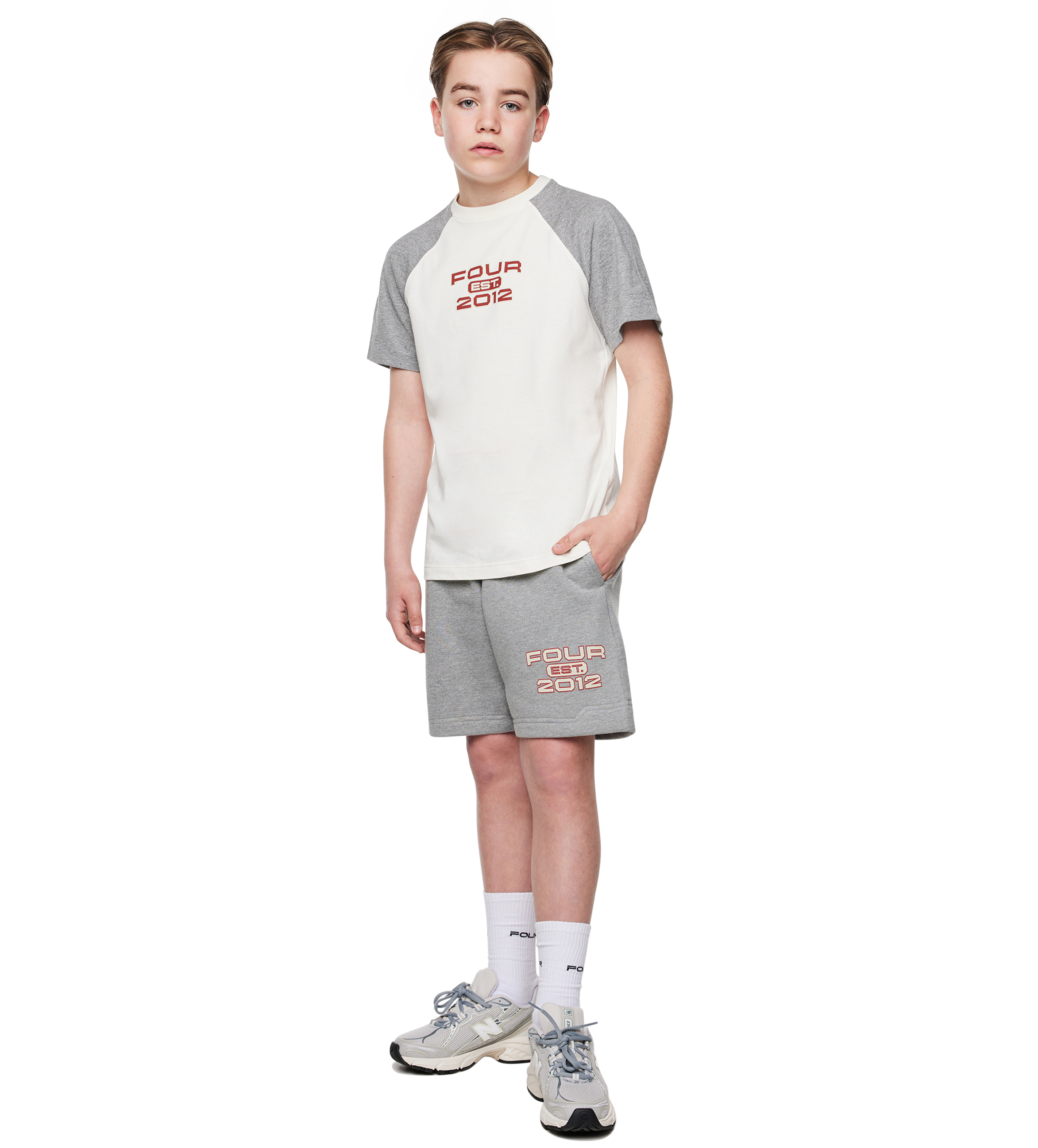 Bold Raglan T-shirt Cannoli Crème/Grijs Melange
