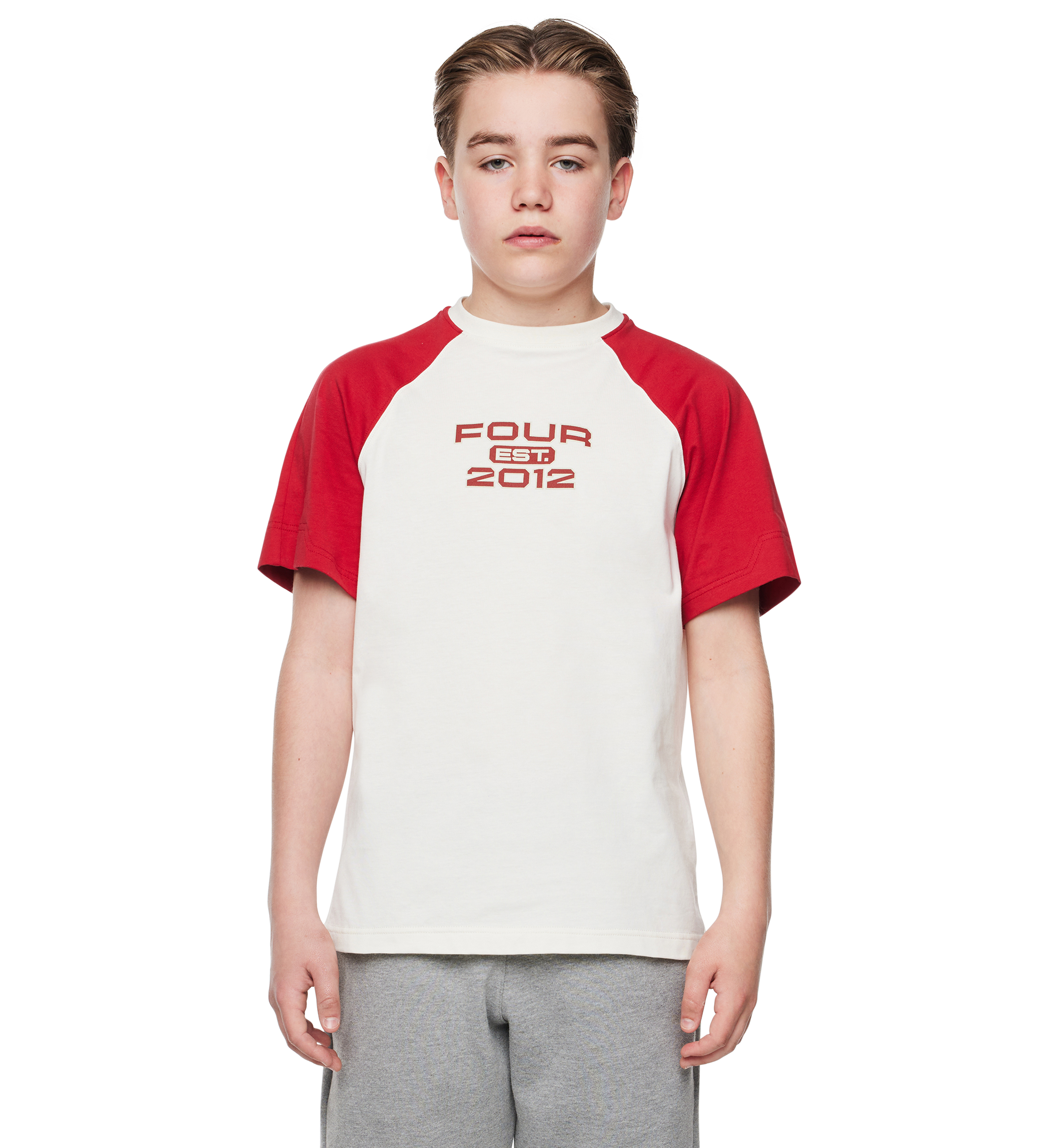 Bold Raglan T-shirt Cannoli Crème/ Savy Red