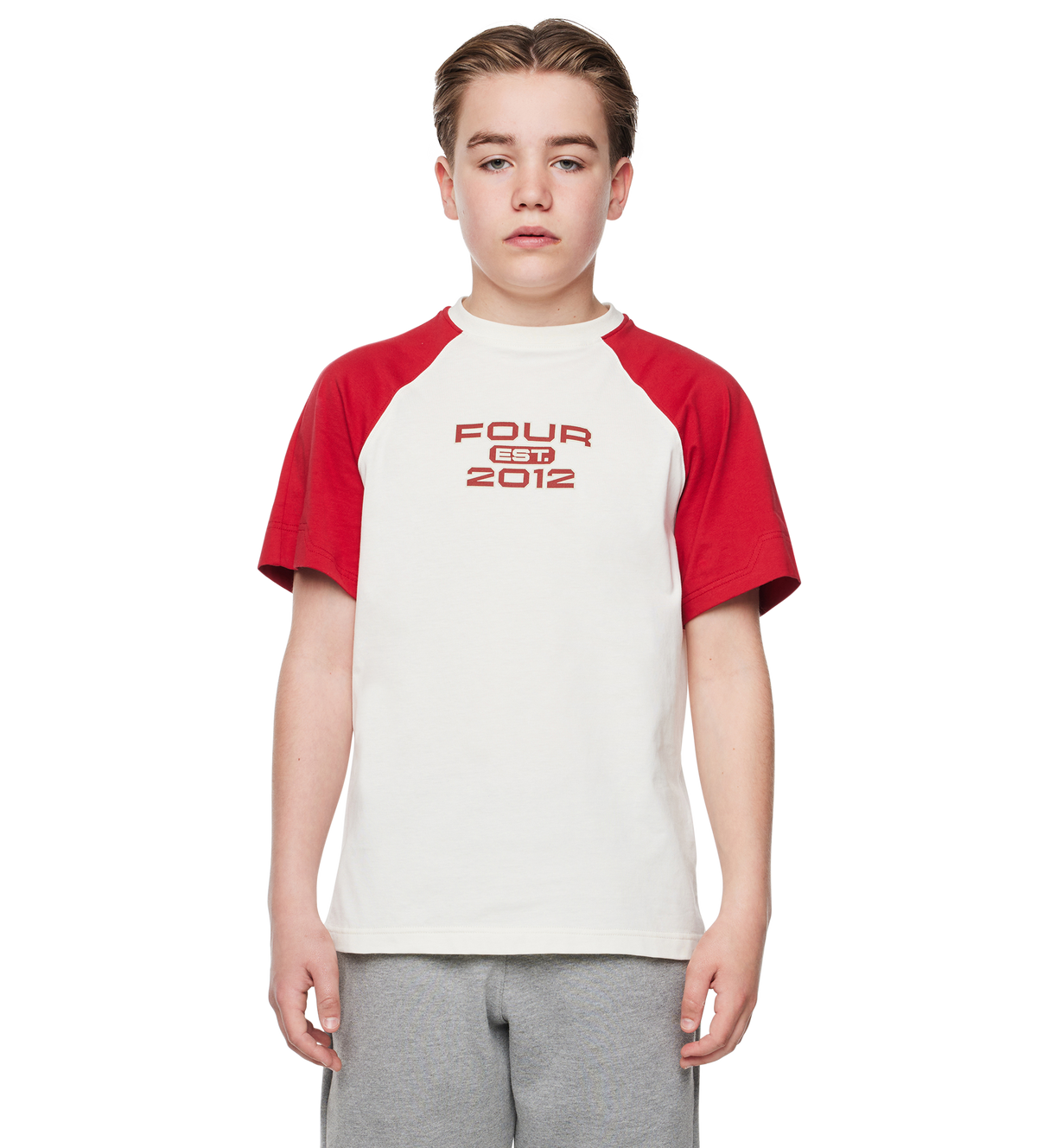 Bold Raglan T-shirt Cannoli Crème/ Savy Red