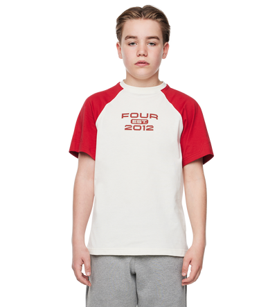 Bold Raglan T-shirt Cannoli Crème/ Savy Red