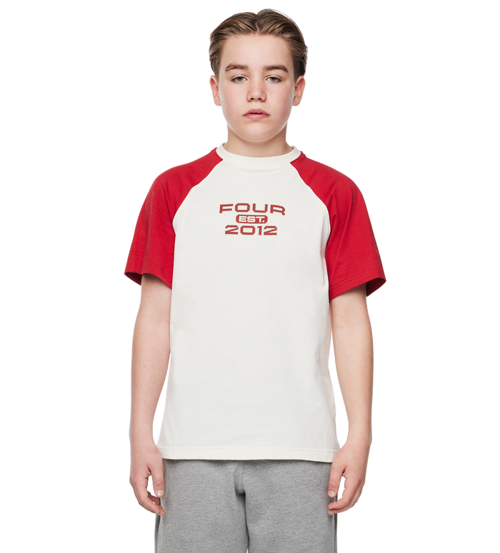 Bold Raglan T-shirt Cannoli Crème/ Savy Red