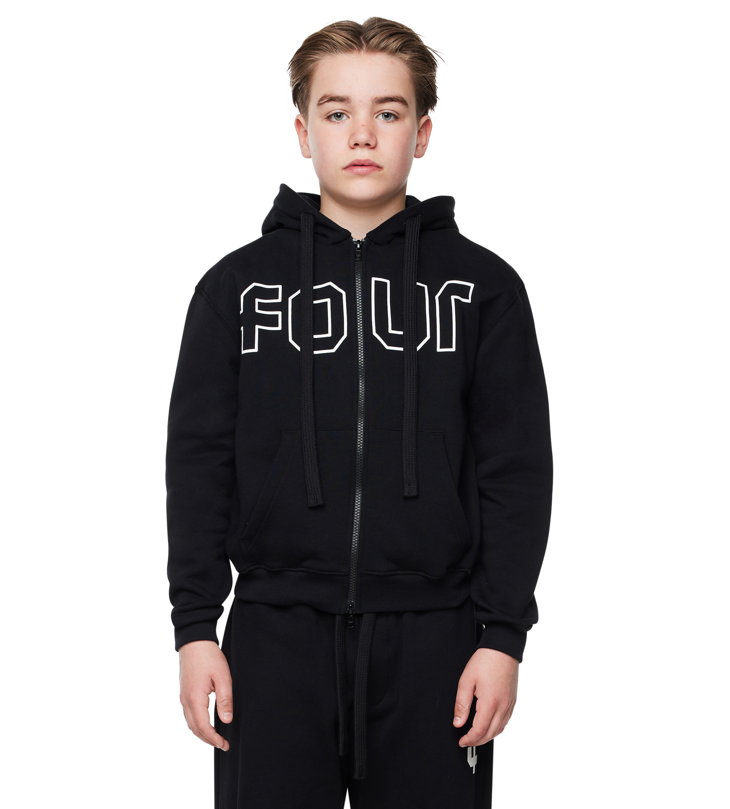 Outline Zip Up Hoodie Zwart