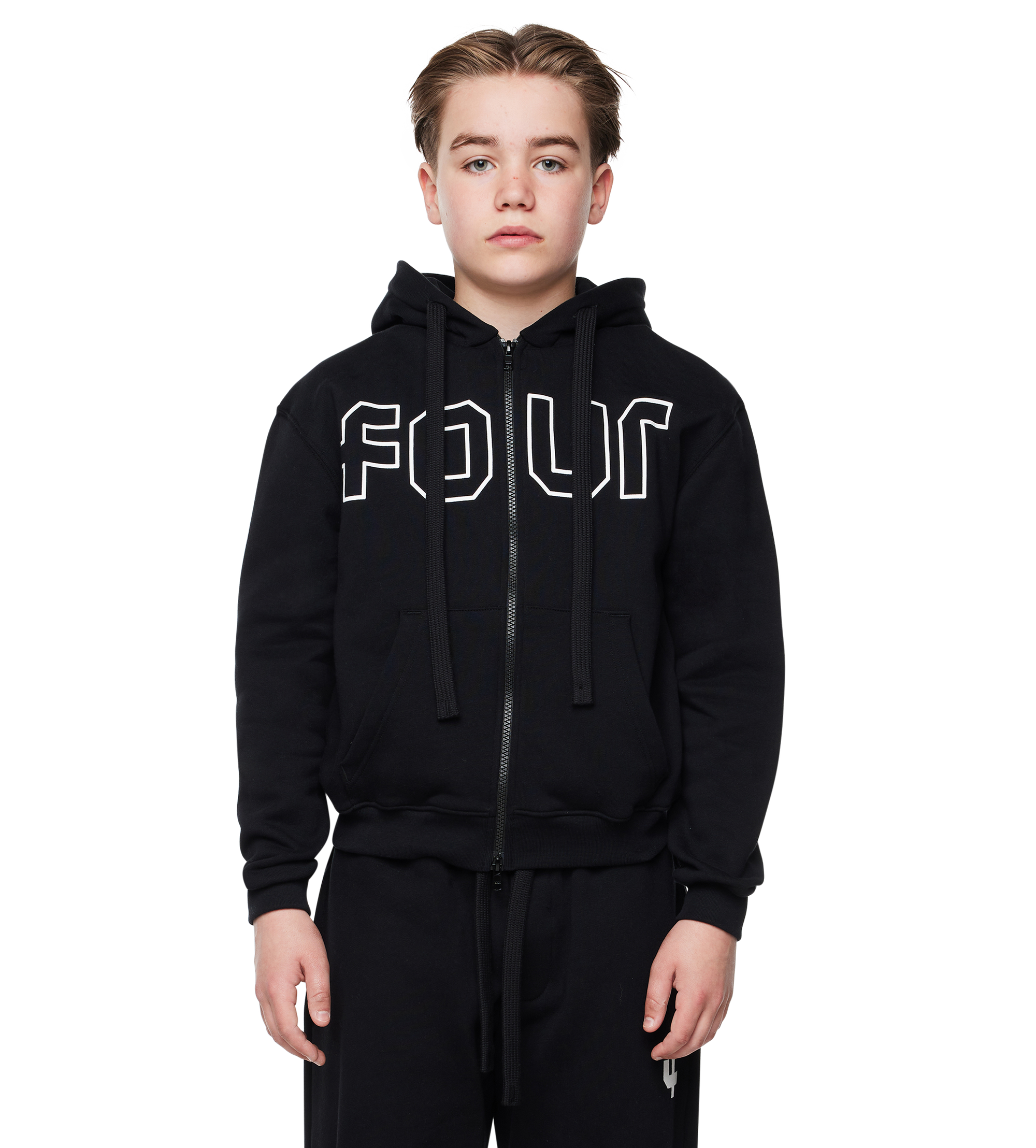 Outline Zip Up Hoodie Zwart