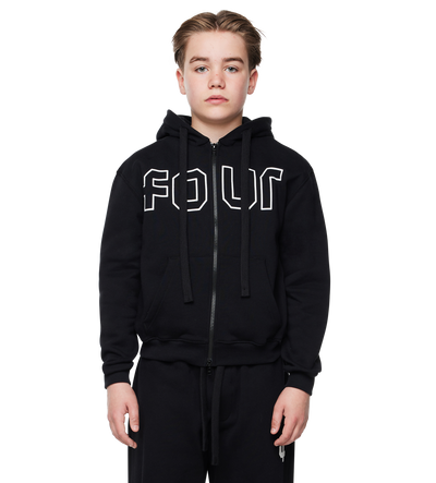 Outline Zip Up Hoodie Zwart