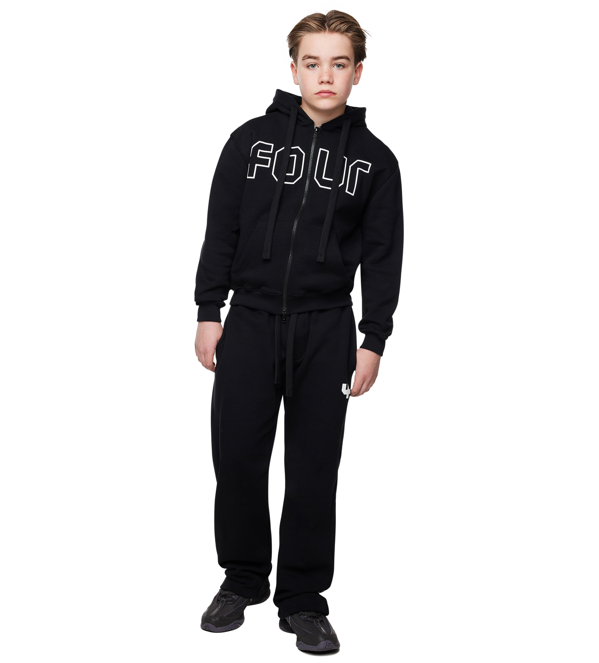 Outline Zip Up Hoodie Zwart