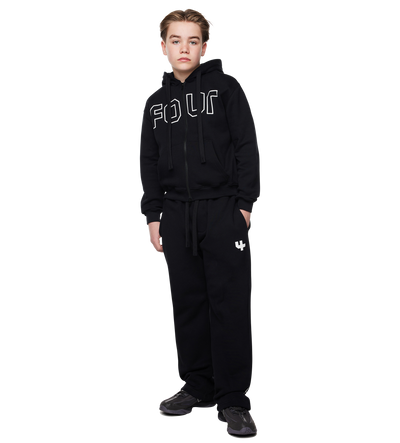 Outline Zip Up Hoodie Zwart