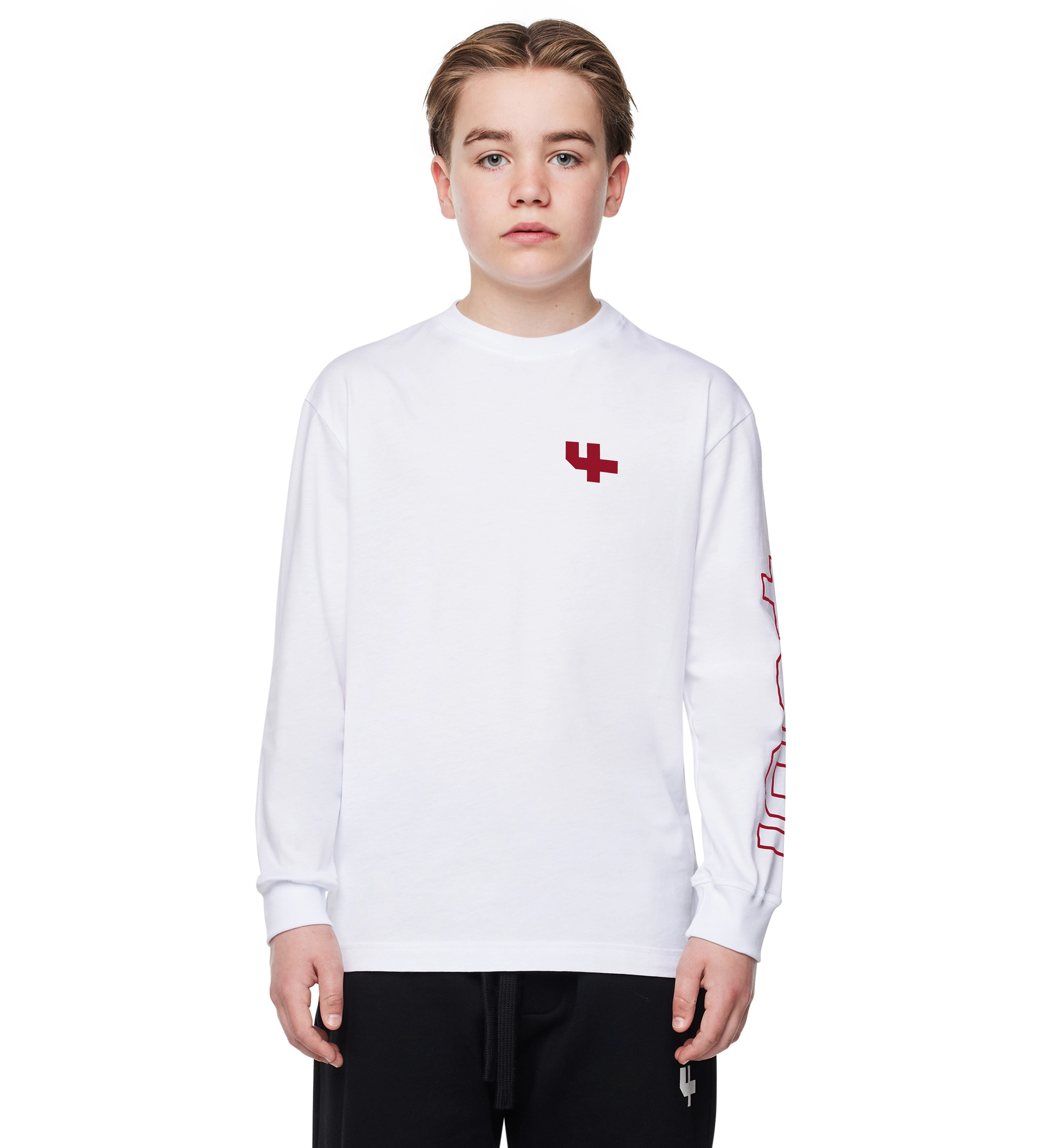 Outline Longsleeve Cuffed wit/savvy rood