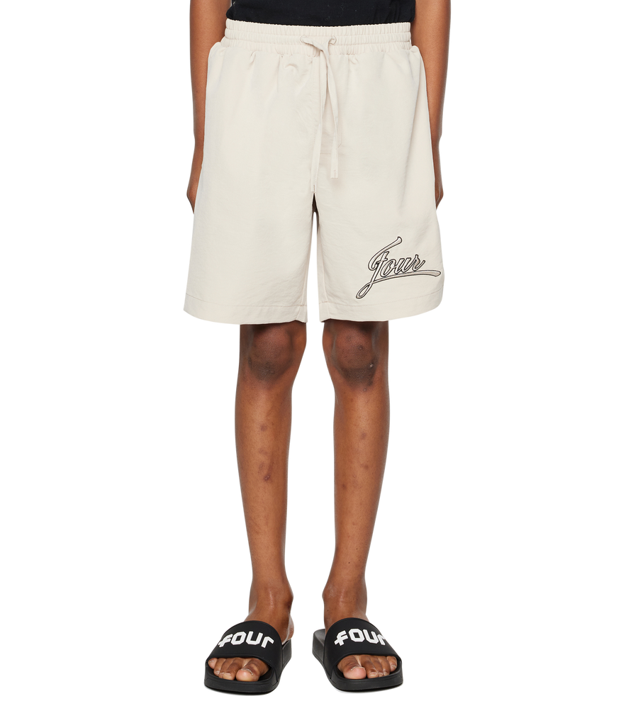 Script Shorts in Beige