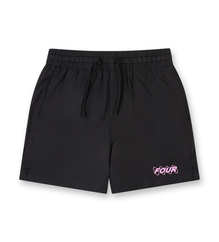 FOUR 4AOP Swim Shorts in Black/ Pink