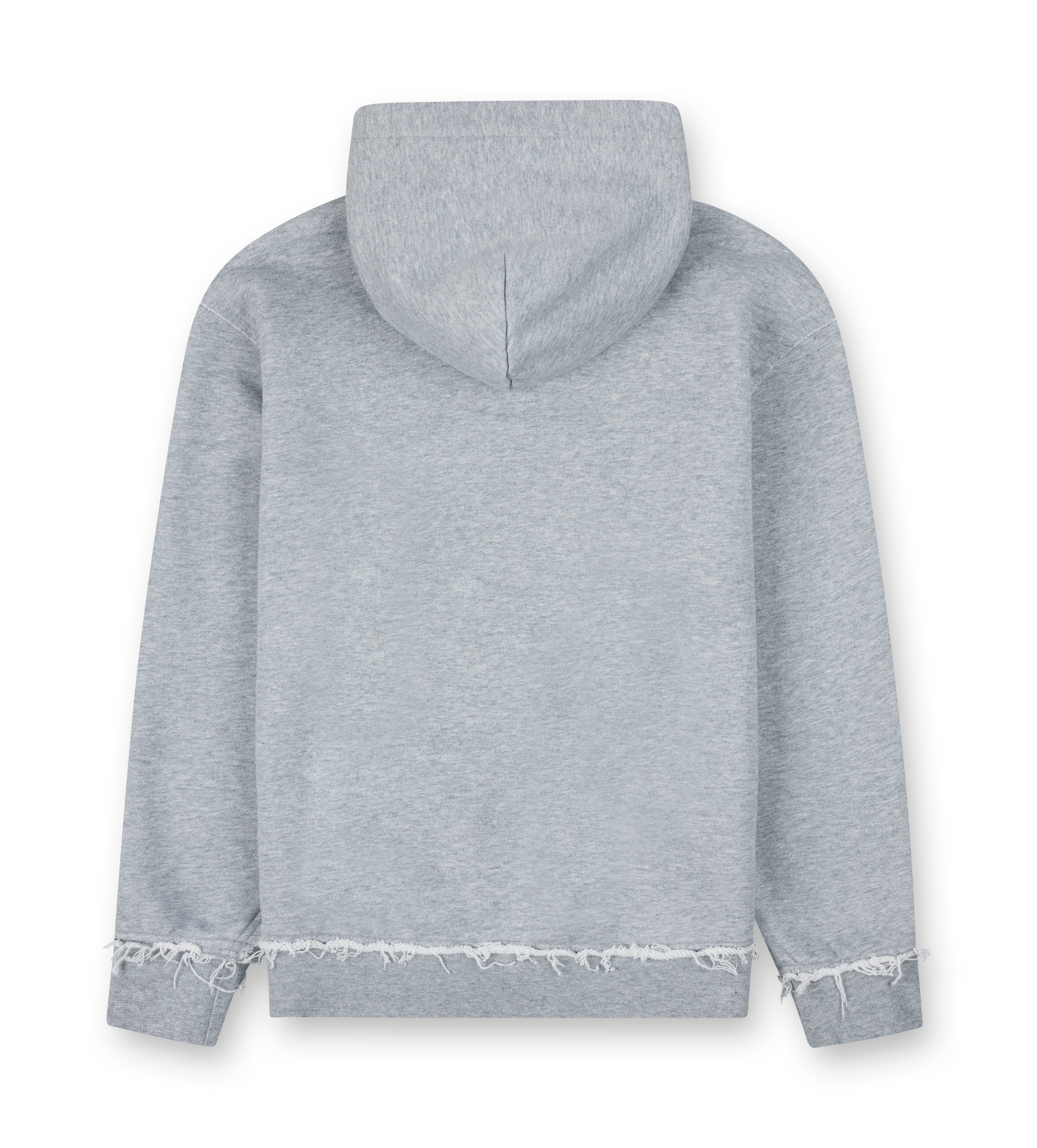 Raw Edge Zip Up Hoodie Grey Melange