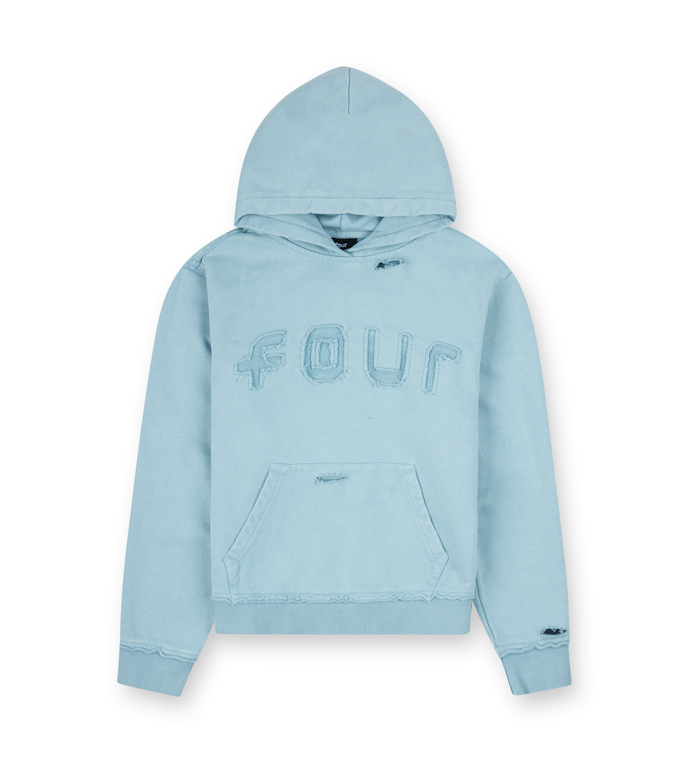 Destroyed Hoodie gewassen aquagrijs