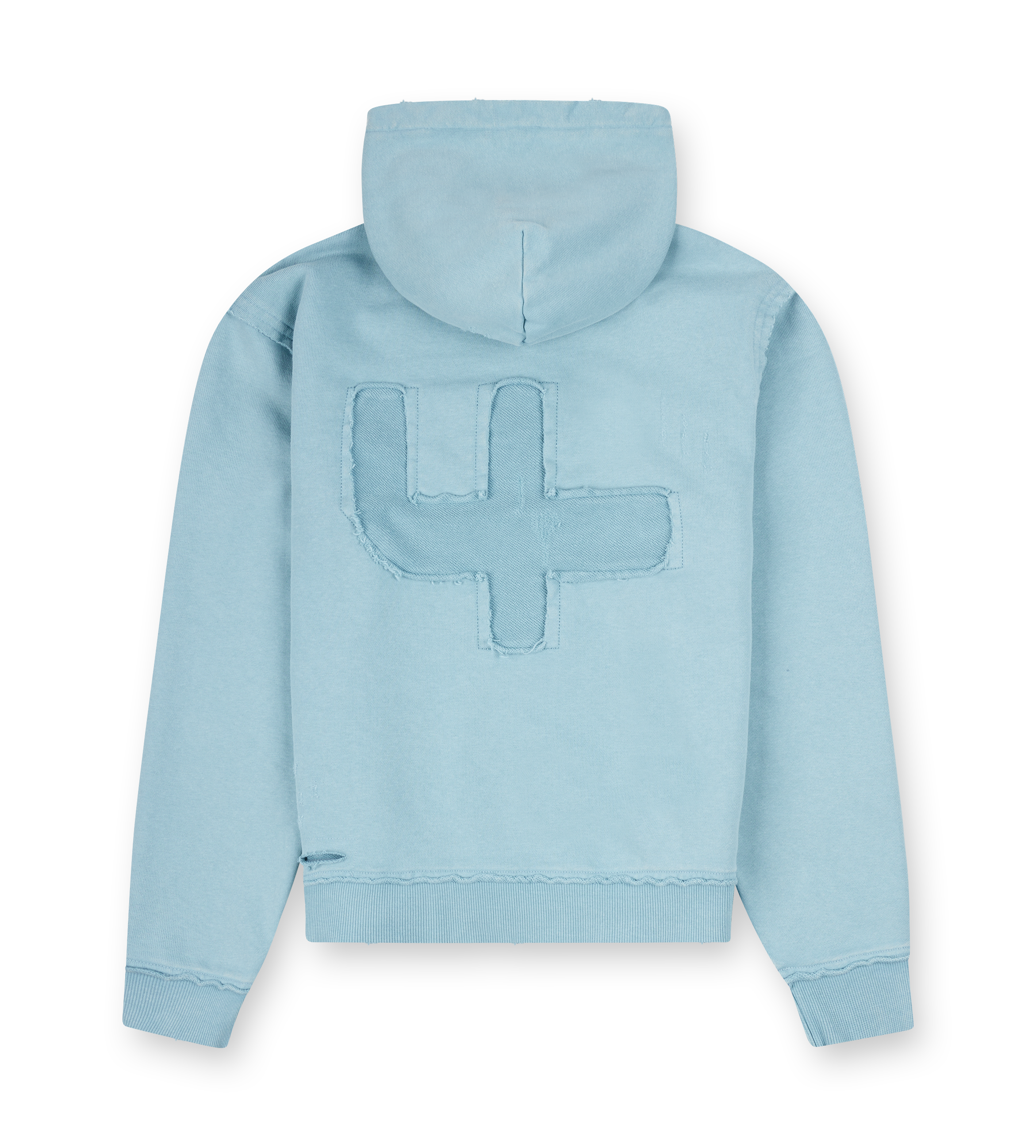 Destroyed Hoodie gewassen aquagrijs