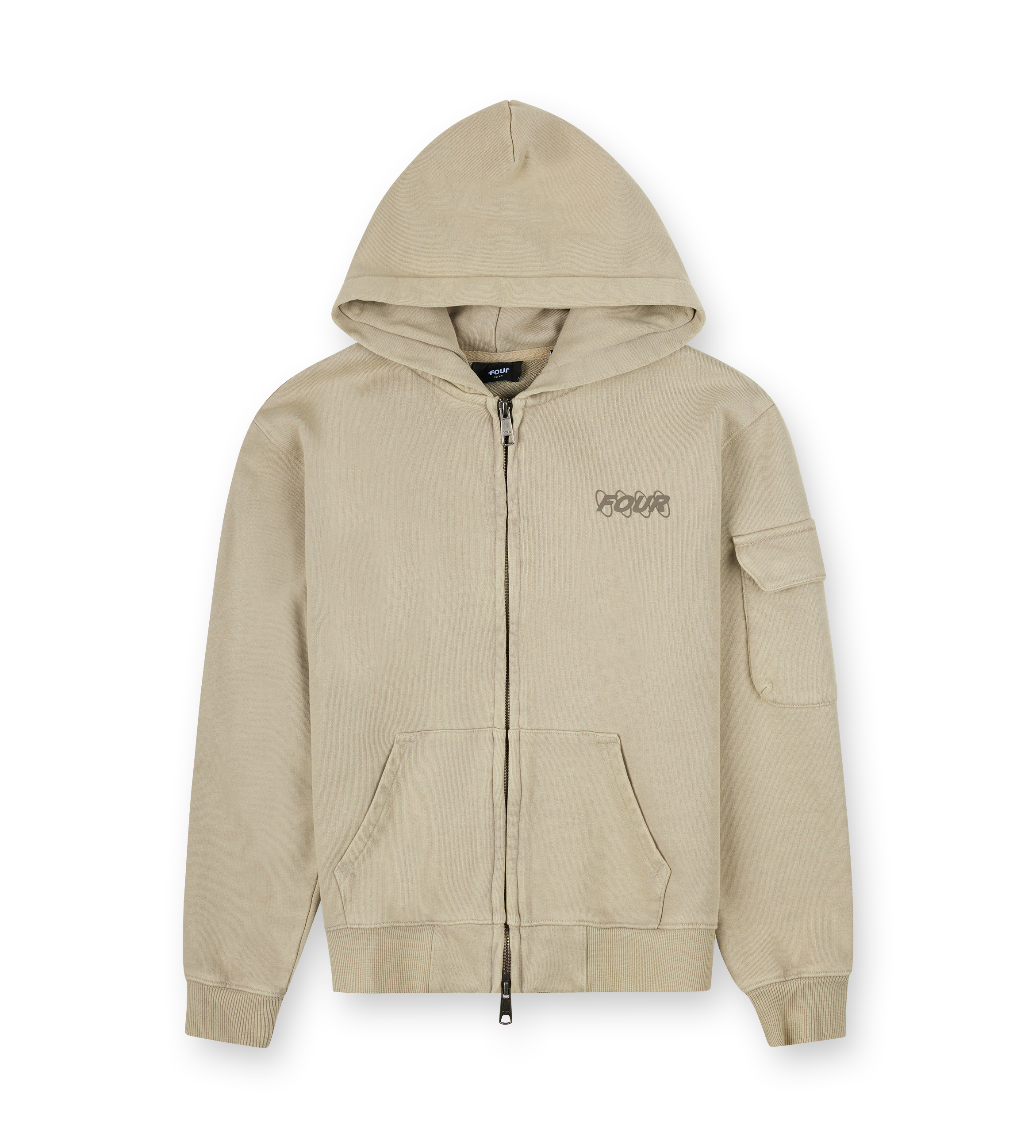 Circles Boxy Zip Up Hoodie gewassen havermout