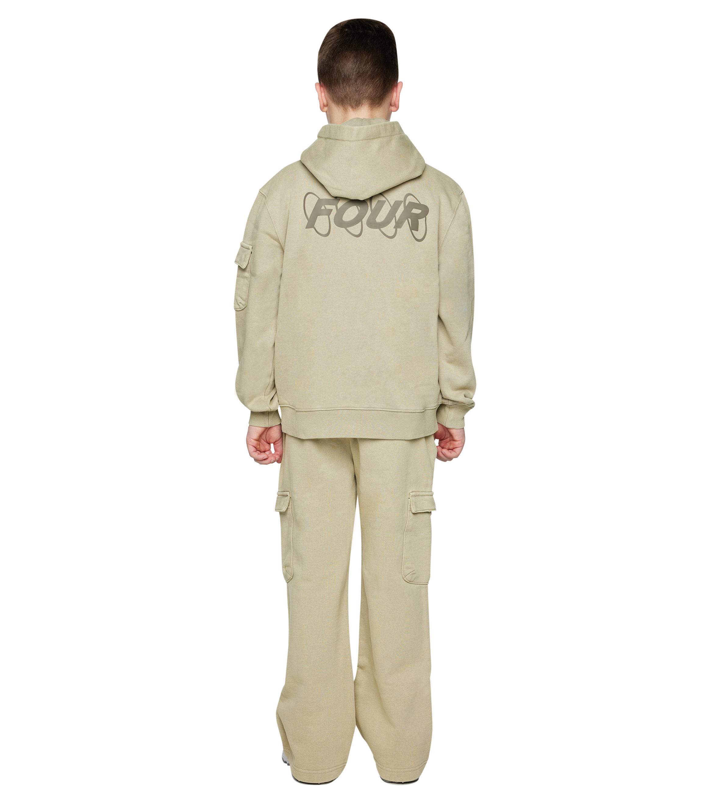 Circles Boxy Zip Up Hoodie gewassen havermout