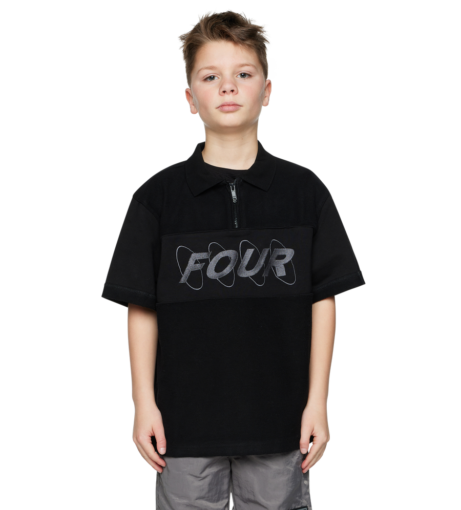 Circles SS Zipped Polo Black