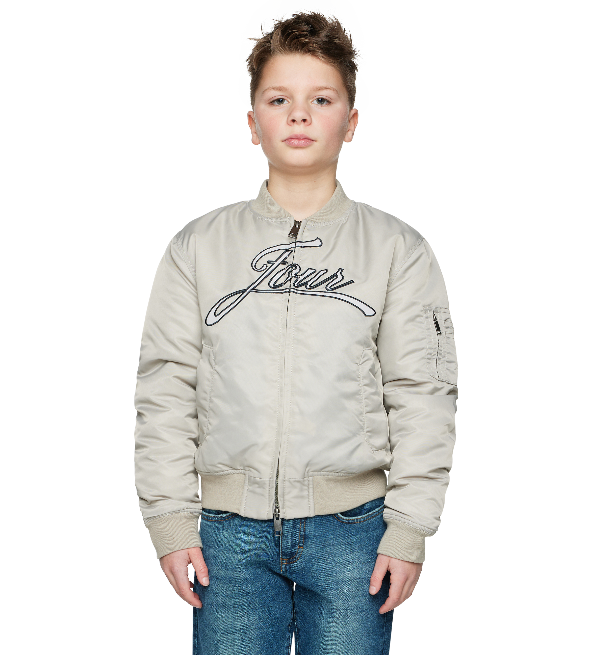 Script Bomber Jacket Sand