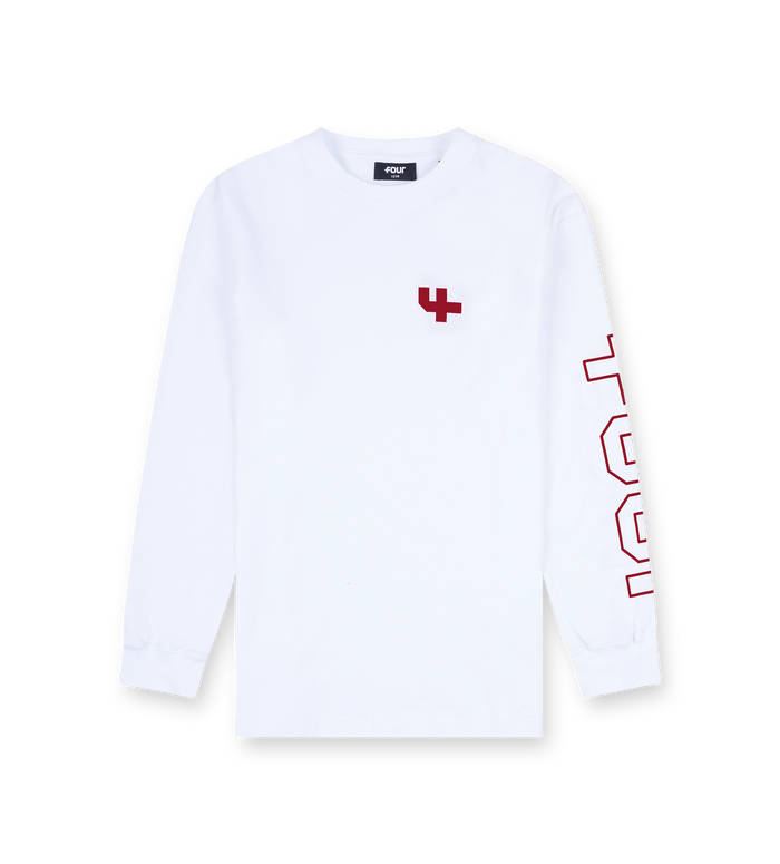 Outline Longsleeve Cuffed White/ Savvy Red