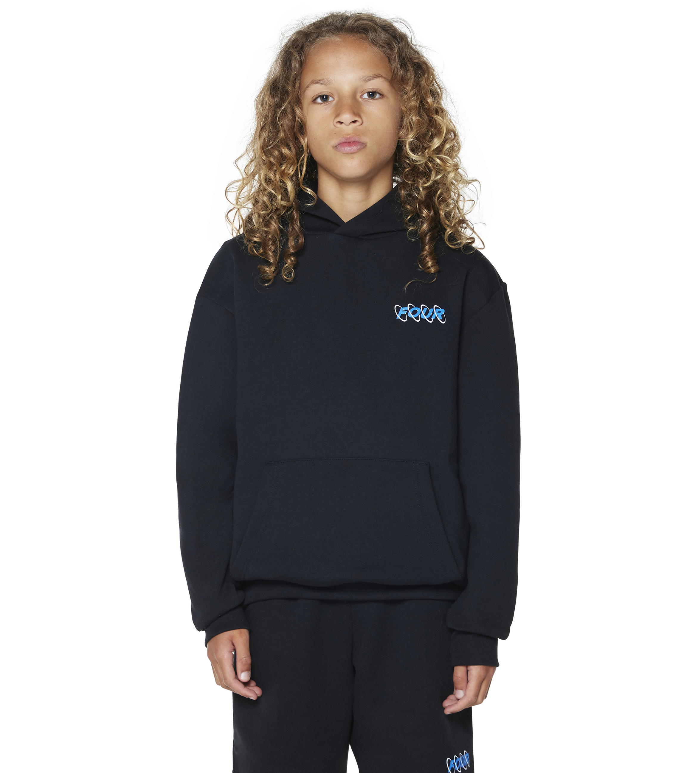 FOUR Circles Hoodie in Black & Princess Blue