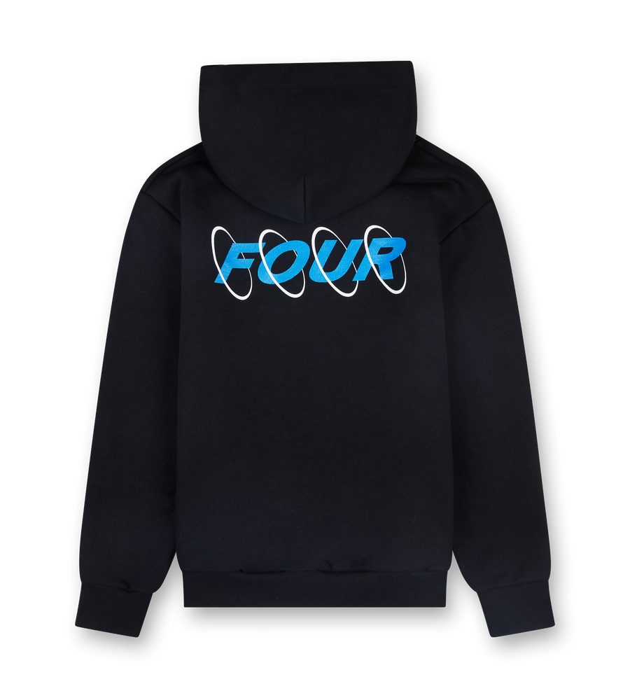 FOUR Circles Hoodie in Black & Princess Blue