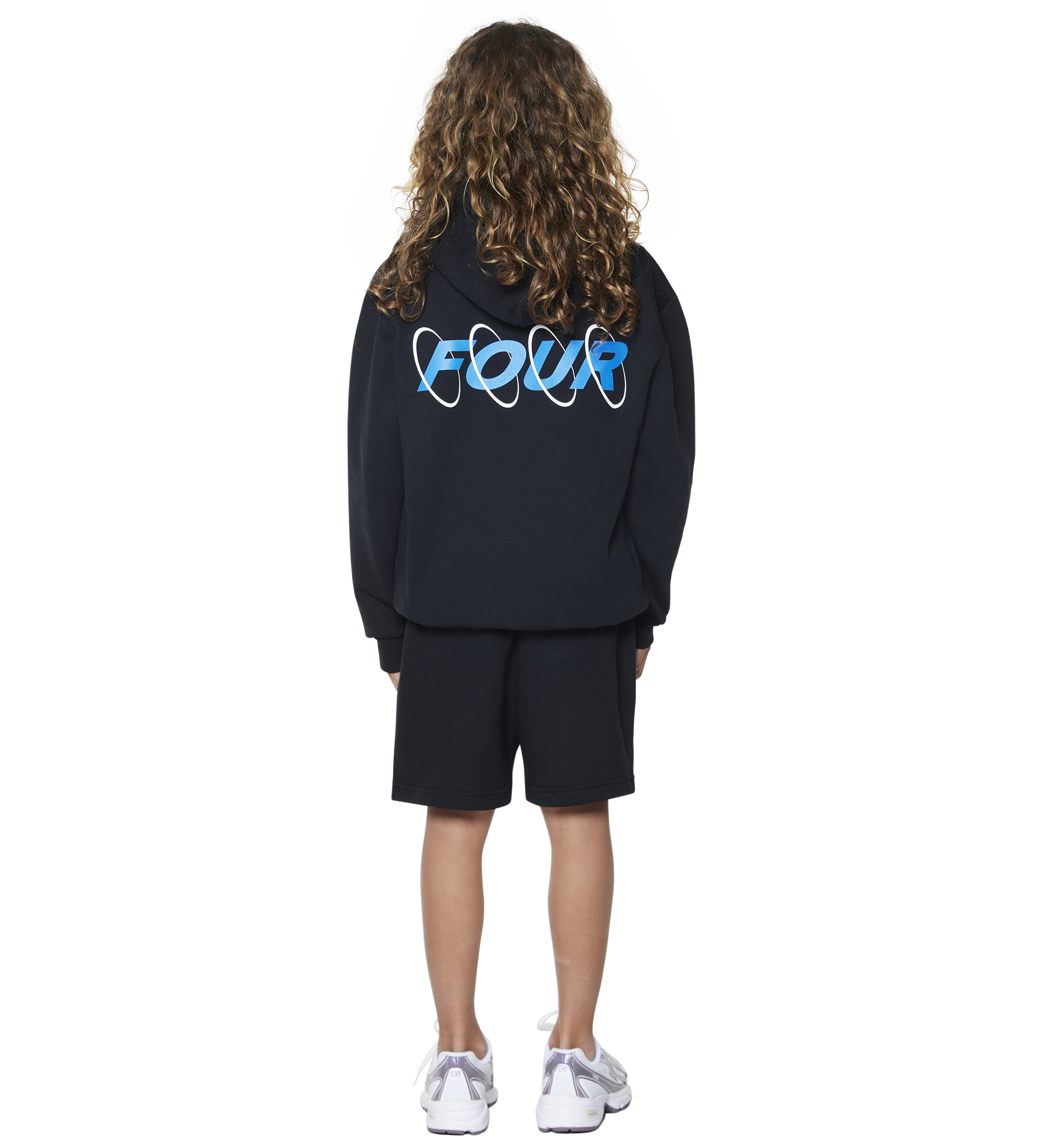 FOUR Circles Hoodie in Black & Princess Blue