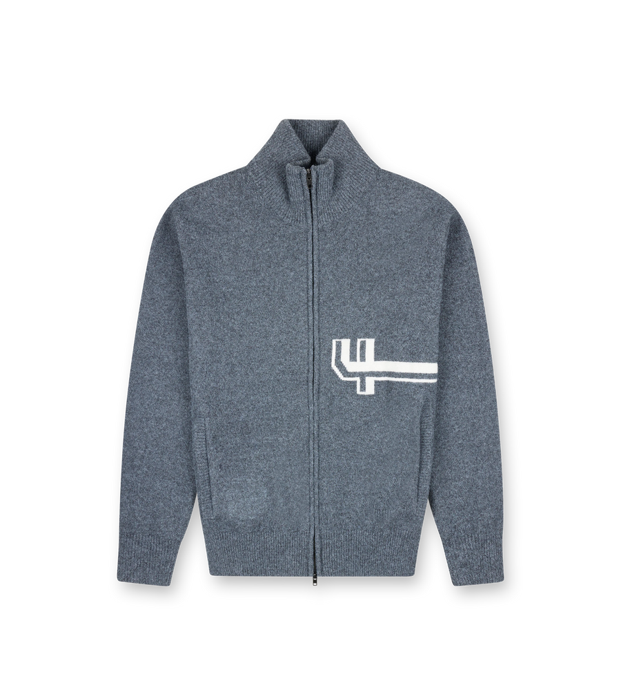 Gebreide Zip-Up Donkergrijs