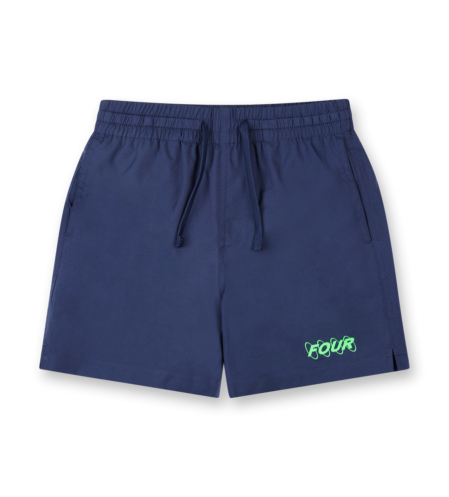 Circles Logo Zwembroek Marineblauw/neongroen