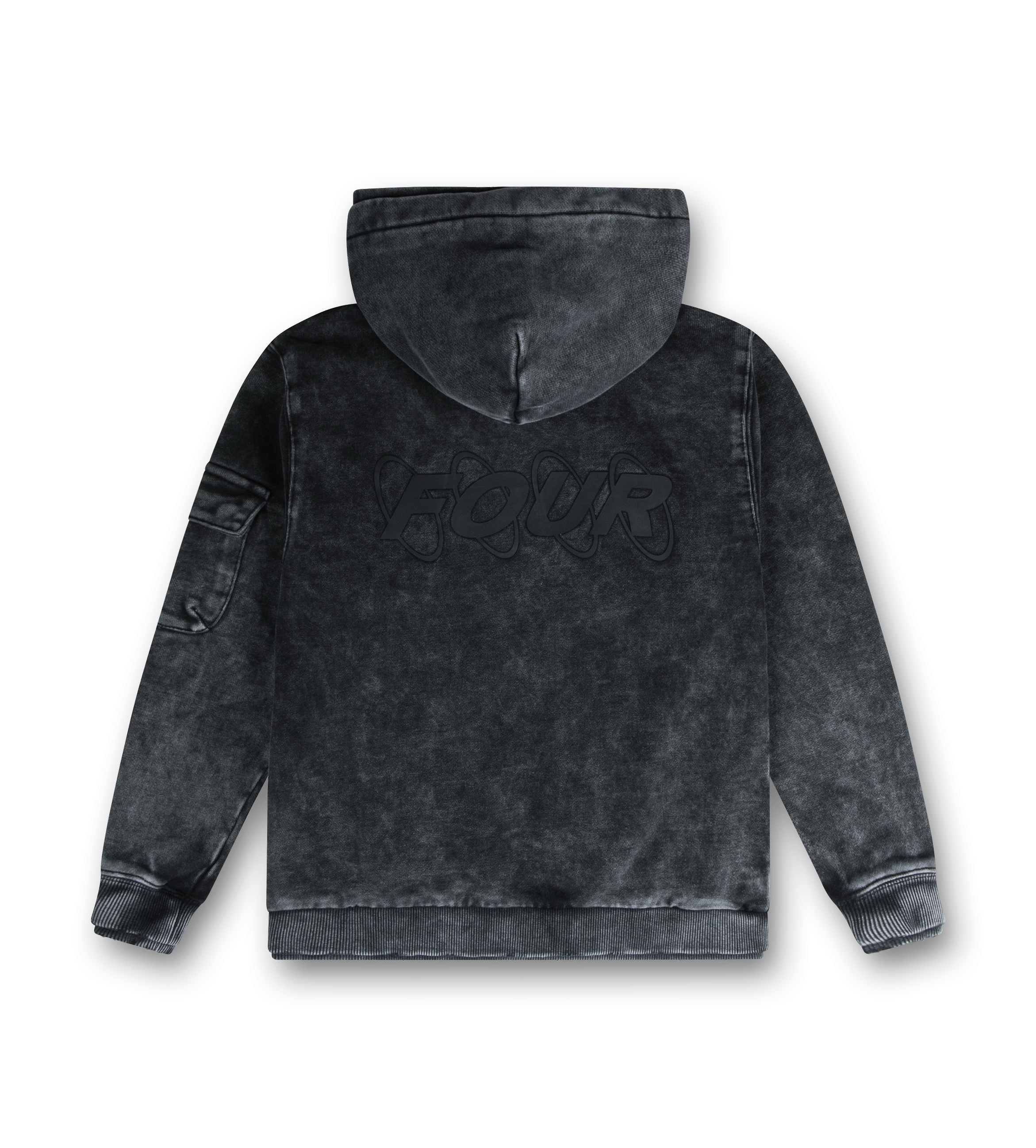 Circles Boxy Zip Up Hoodie Washed Black