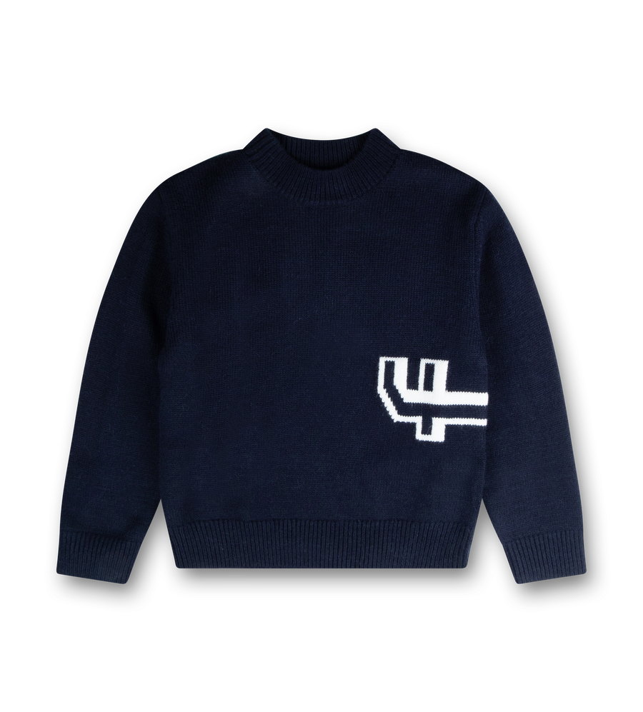 Knitted Crewneck Marine Blue/ White