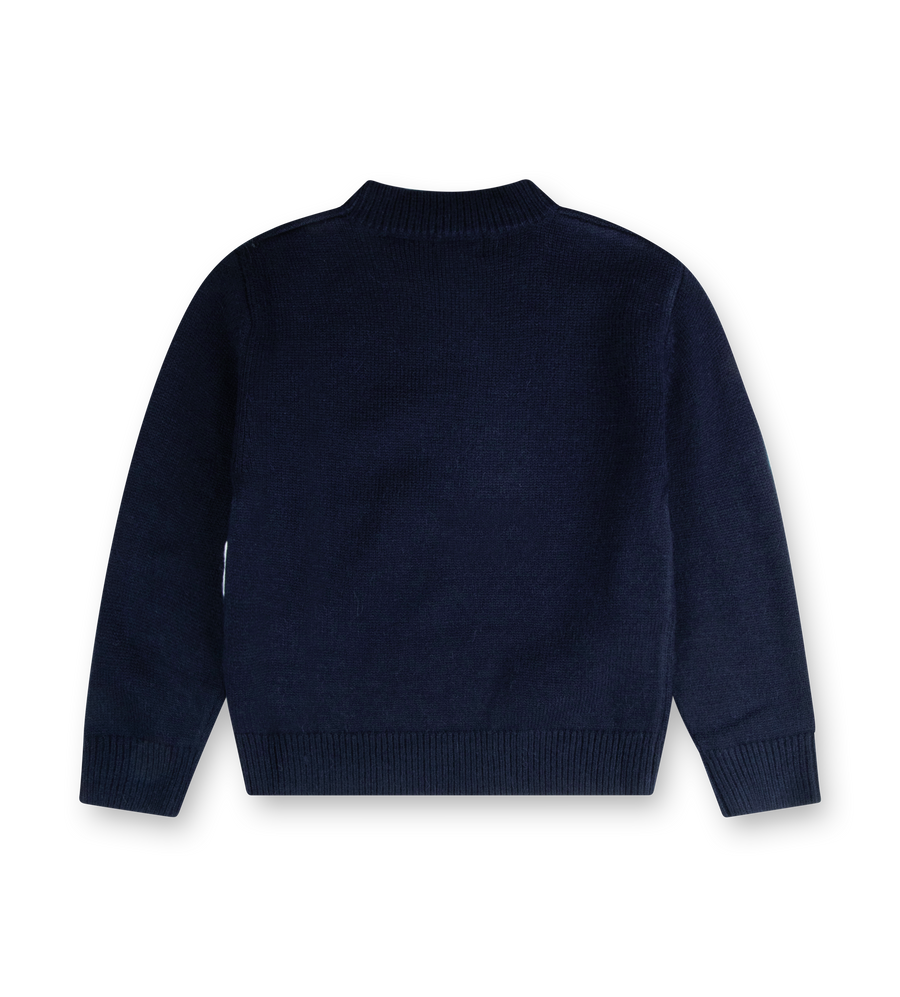 Knitted Crewneck Marine Blue/ White
