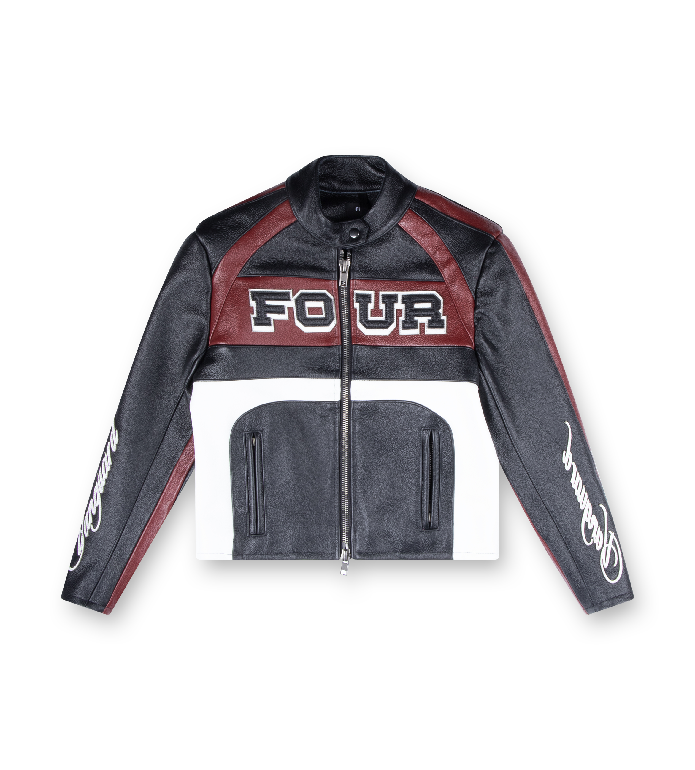 Leather Motor Jacket Black/ Red