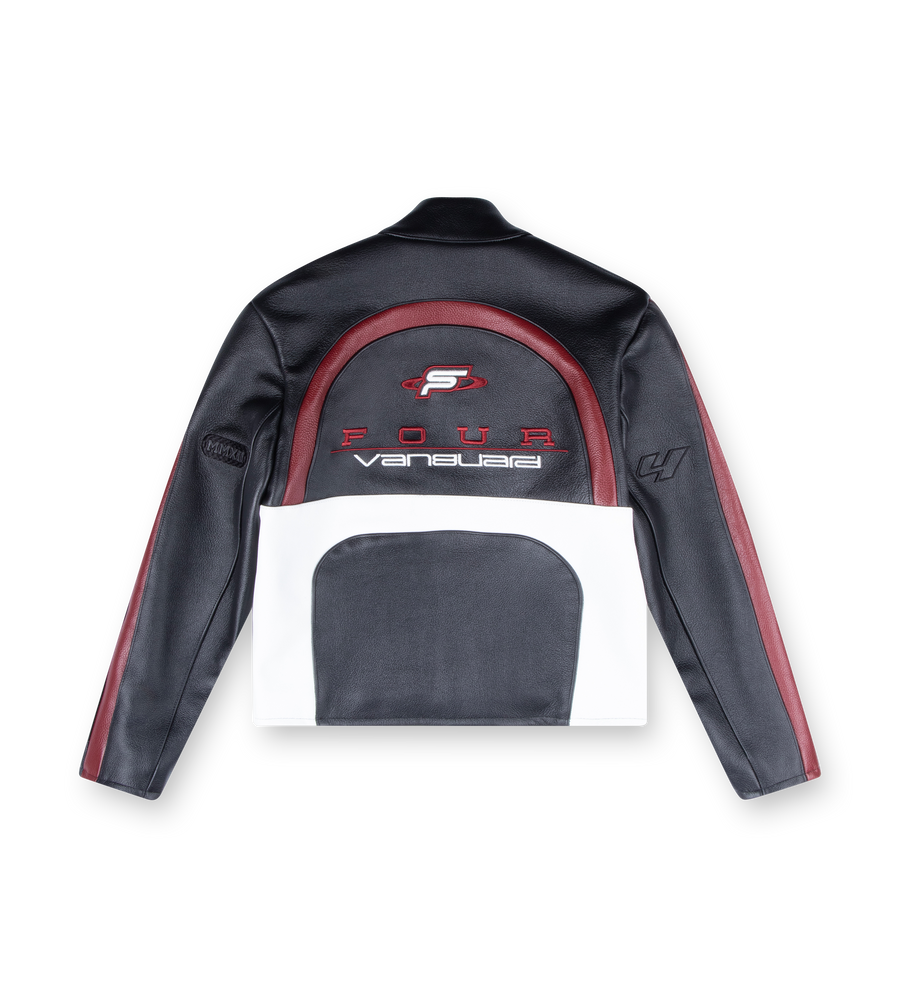Leather Motor Jacket Black/ Red