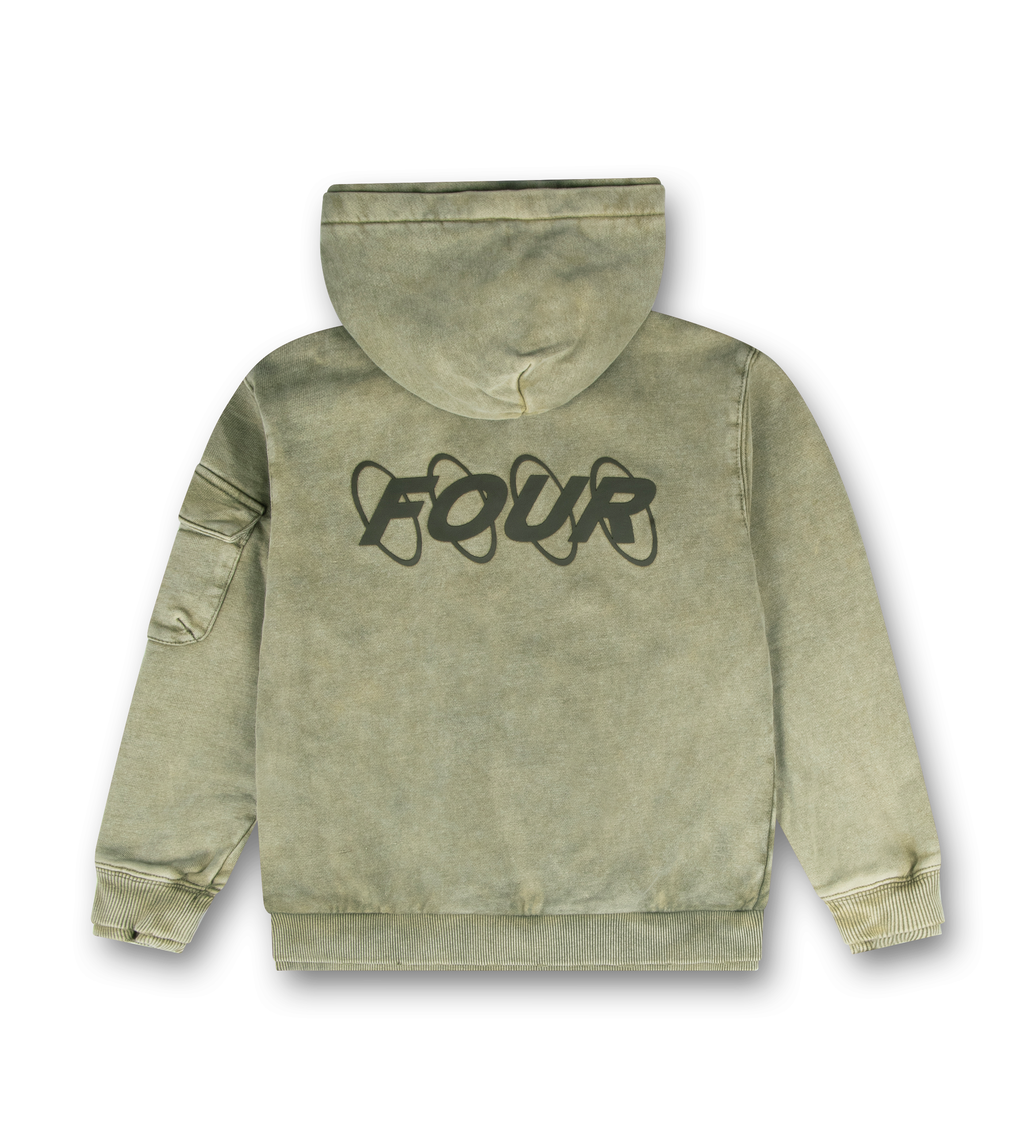 Circles Boxy Zip Up Hoodie Washed Moss Green