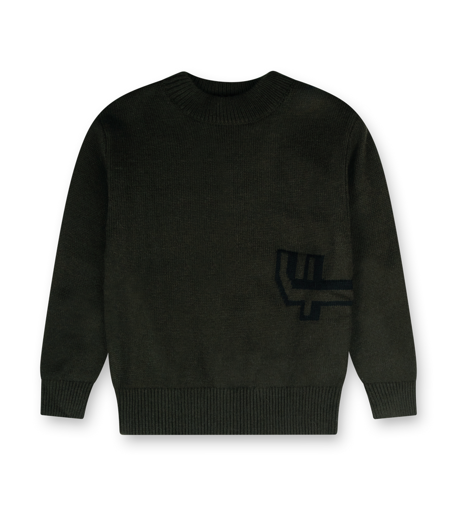 Knitted Crewneck Dark Green/ Black