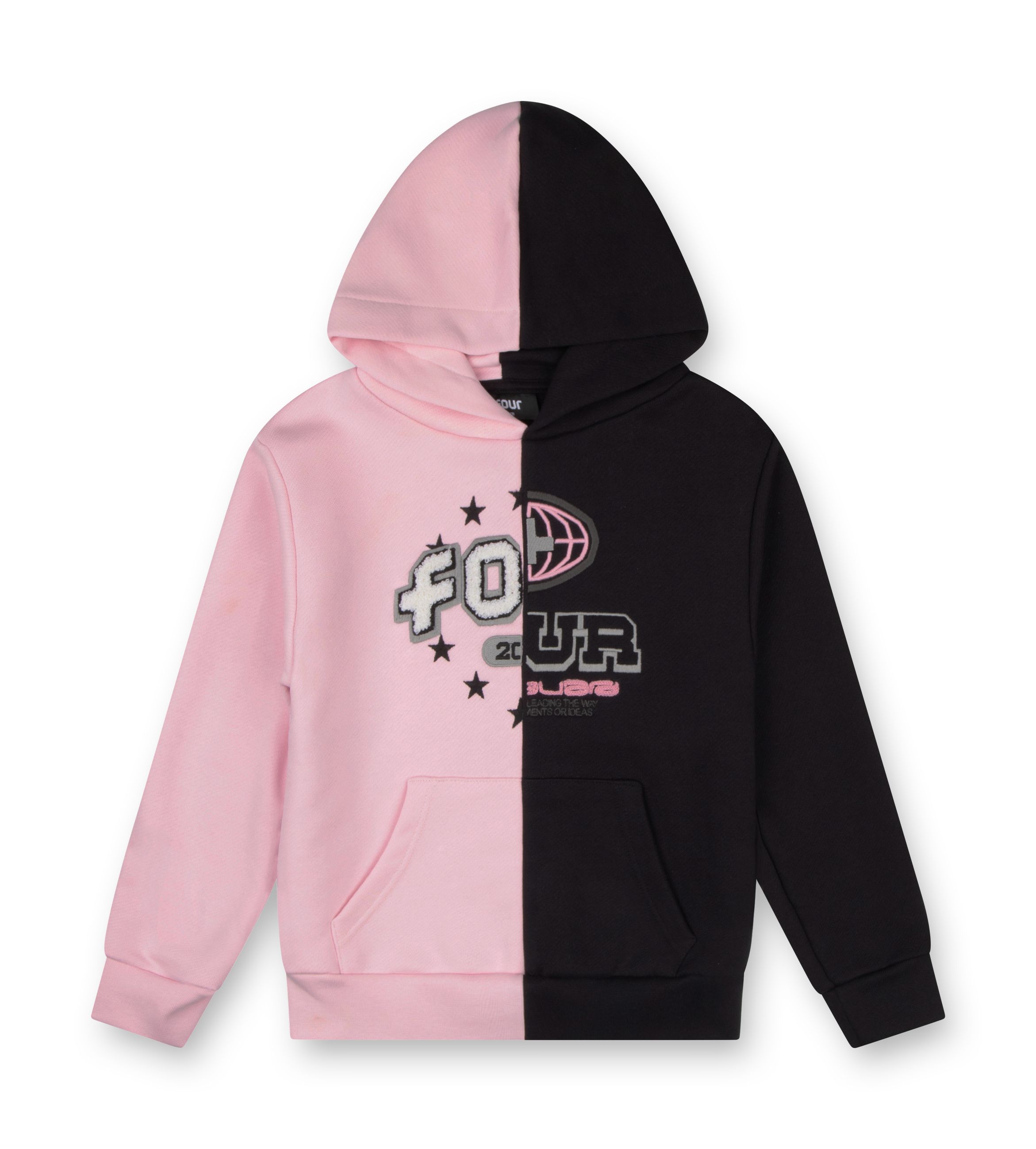 Split Hoodie Black/ Soft Pink