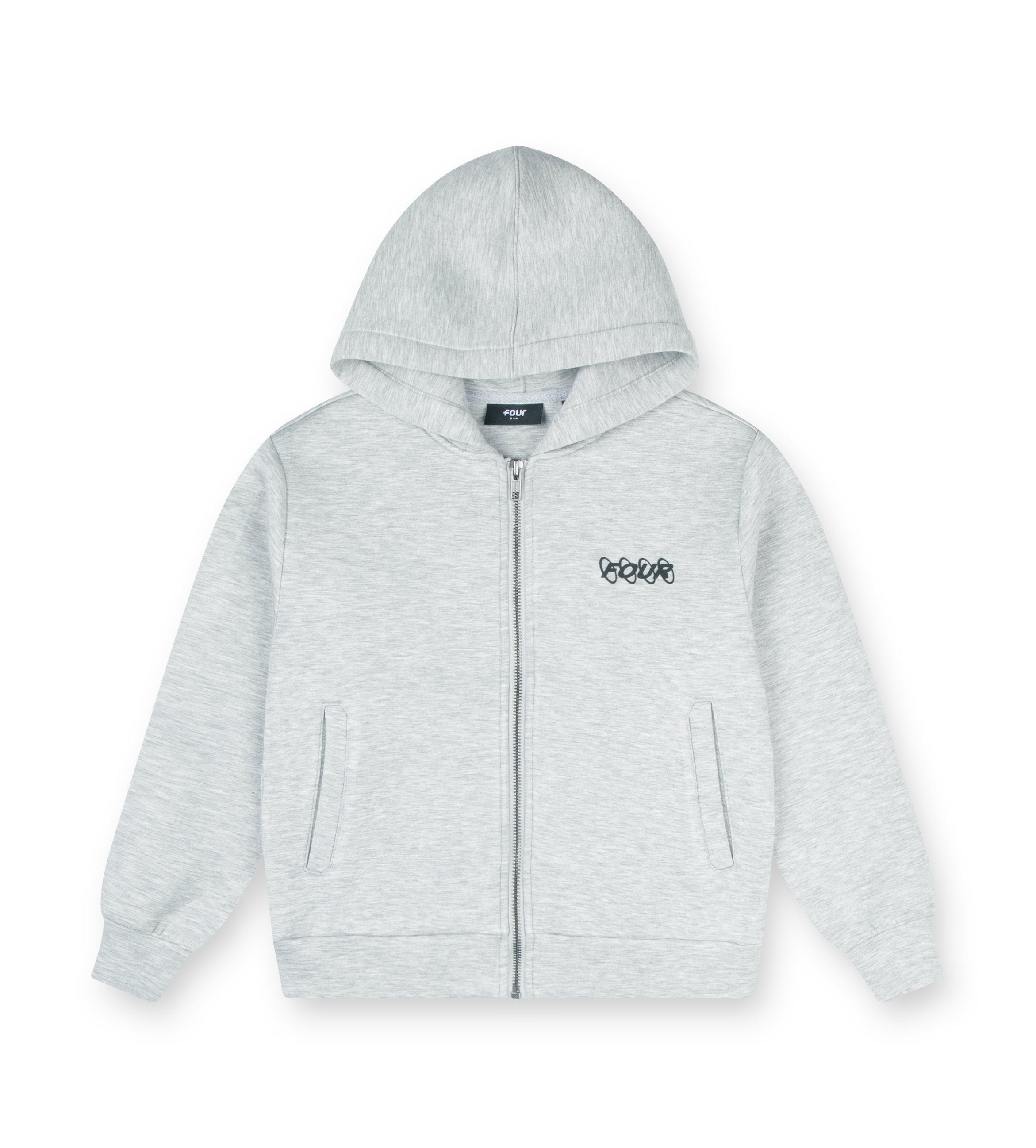 Circles Scuba Zip Up Hoodie Vest Grey Melange