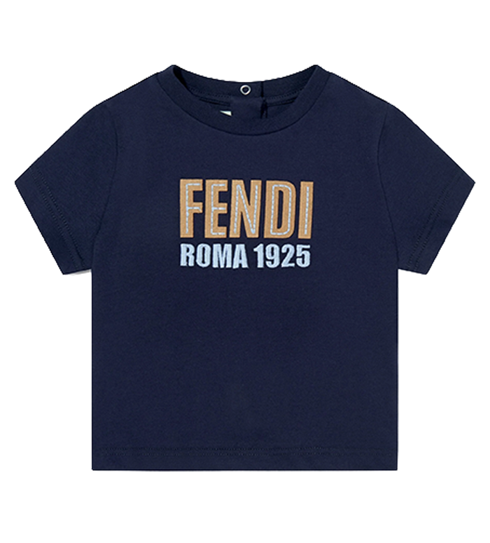 Fendi Geborduurd 1925 T-shirt Marineblauw