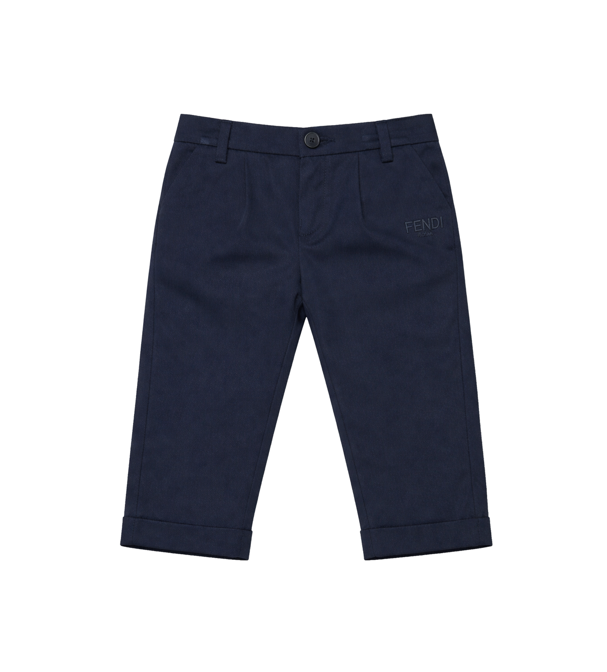 Fendi Marineblauwe gabardinebroek met FF-tailleband in marineblauw
