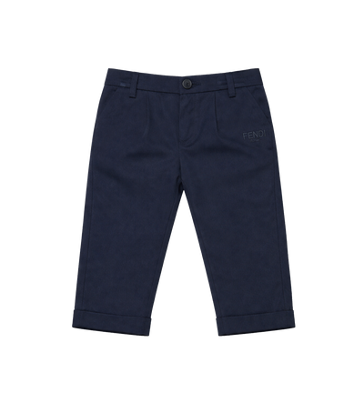 Fendi Marineblauwe gabardinebroek met FF-tailleband in marineblauw