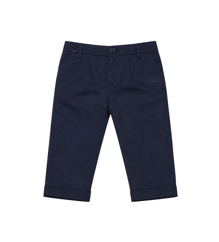 Fendi Marineblauwe gabardinebroek met FF-tailleband in marineblauw
