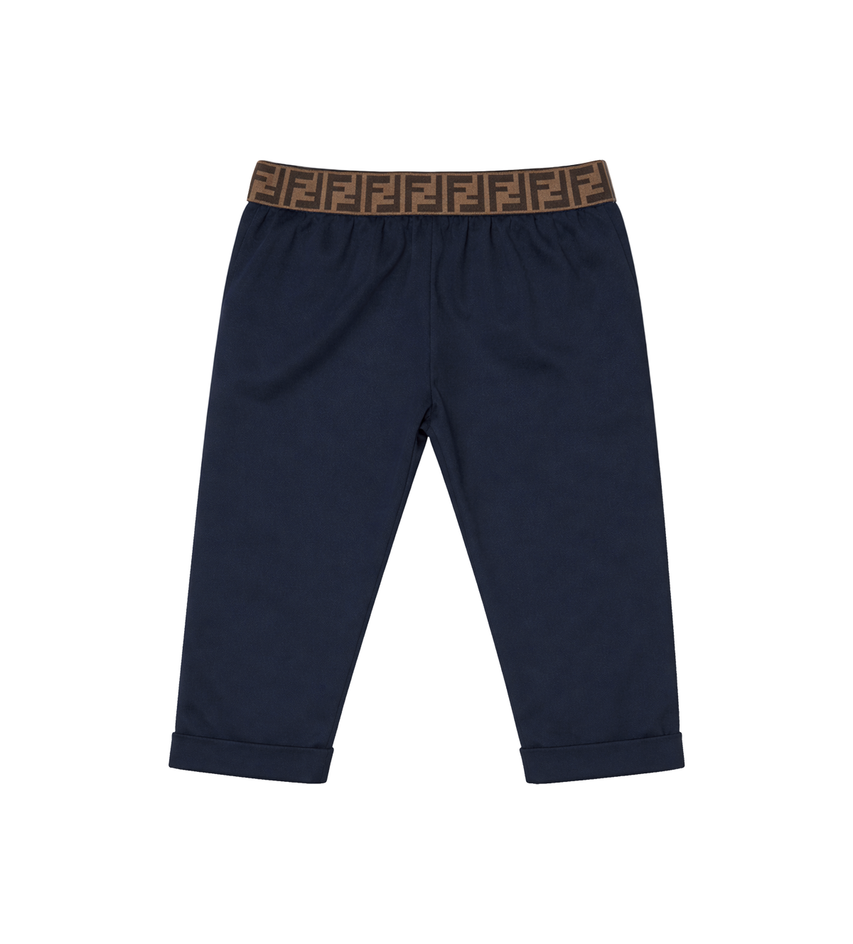 Fendi Marineblauwe gabardinebroek met FF-tailleband in marineblauw