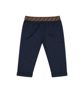 Baby Navy Gabardine Trousers with FF Waistband in Navy Blue