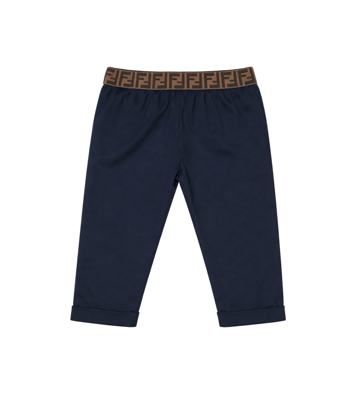 Fendi Marineblauwe gabardinebroek met FF-tailleband in marineblauw