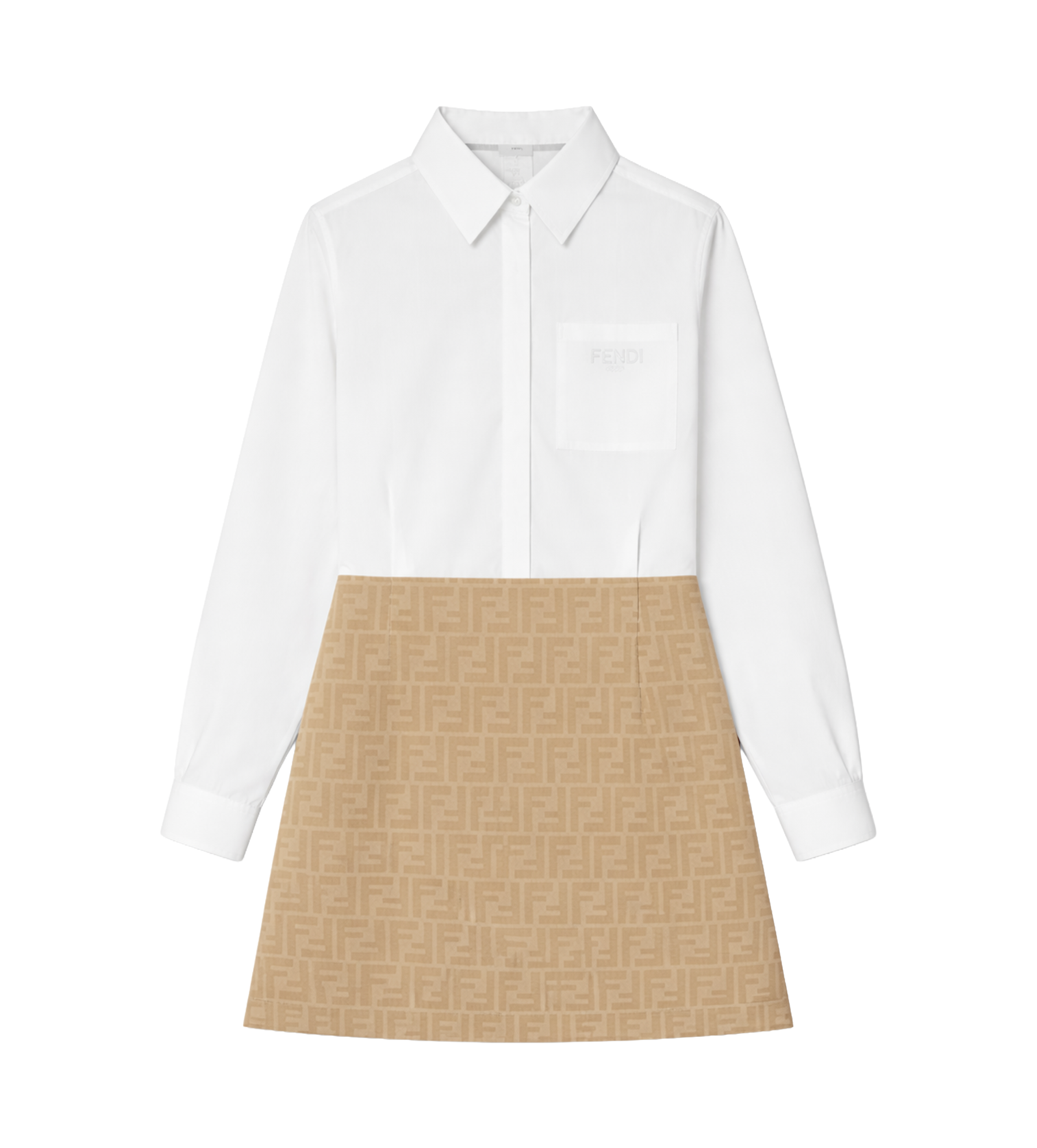 FENDI Abito overhemdjurk in White & Beige (Kids)